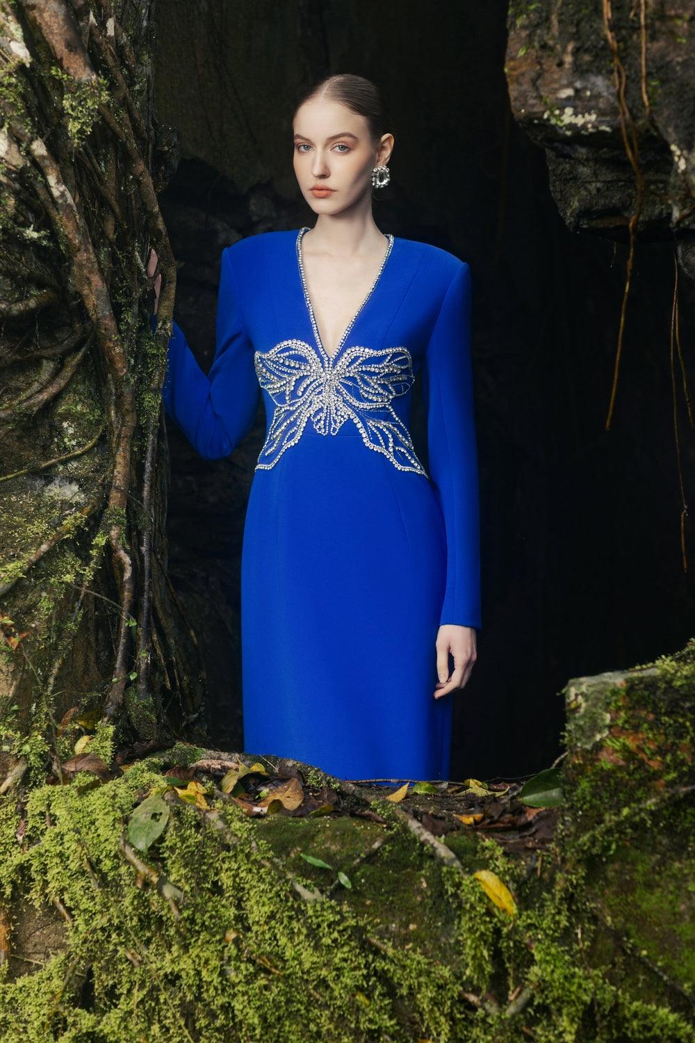 V-Neck Orchid Embellished Dress